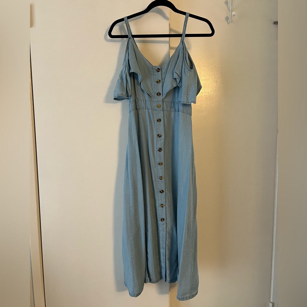 Chambray Denim Midi Dress